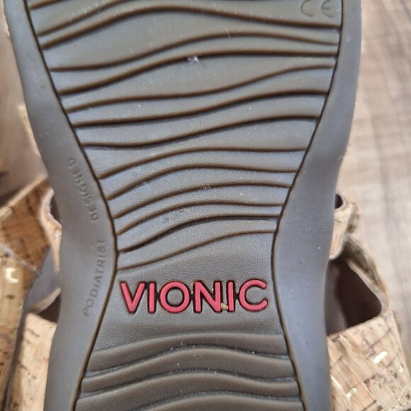 Vionic tan womens sandals hook and loop closure size 8 - Picture 8 of 9